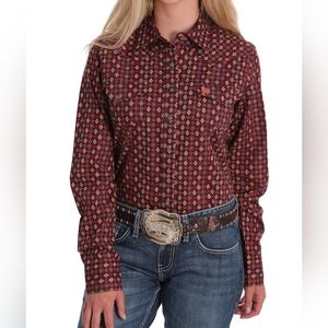 Cinch Women's Western Rodeo Print Snap Front Long Sleeve Shirt Medium